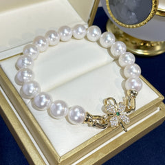 Freshwater Pearl Bracelet Bright White Strong Light Enhancing Comparable to Australian White Ceiling Bead Bracelet for Women Mom Gift