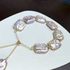 Live Streaming Hot Natural Baroque Square Bracelet Dazzling Purple Freshwater Jewelry New Mom Chain Summer Accessories