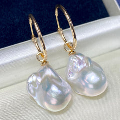 New Natural Baroque Irregular Pearl Earrings with Metallic Luster5A Elegant Earrings French Style Wholesale
