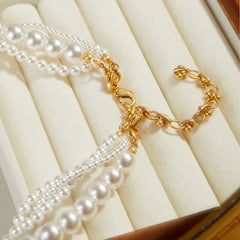 Graceful French Socialite Style Artificial Pearl Multi-layer Short Necklace Niche Design Fashion Trendy Choker for Women Elegant