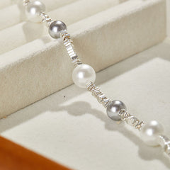 French Elegant Broken Silver Pearl Bracelet with Interspersed Pearls, Simple Starry Sky Super Shiny Versatile Stackable Matching