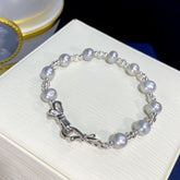 New Japanese Freshwater True Multi-colored Pearl Bracelet18K Elegant Gray Women's Jewelry Dropshipping Live Streaming