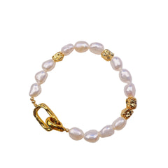 Natural Freshwater Pearl Irregular Baroque Bracelet for Women French Retro Niche Light Luxury High-end Ancient Style Jewelry