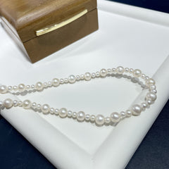 Natural Freshwater Bead Necklace for Autumn and Winter, Mom Style, Women's Sweater Chain, Layered, High-End, Elegant, Light Luxury