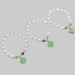 Natural Pearl Four-leaf Clover Best Friend Bracelet ins Niche Design Jewelry Sisterhood Token Internet Celebrity Bracelet