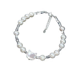Natural Mother-of-Pearl Cat Silver Fragment Ultra-Light Bracelet for Women Summer Light Luxury Design ins Niche Bracelet