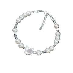 Natural Mother-of-Pearl Cat Silver Fragment Ultra-Light Bracelet for Women Summer Light Luxury Design ins Niche Bracelet