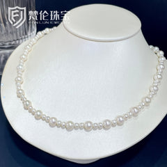 Natural Freshwater Bead Necklace for Autumn and Winter, Mom Style, Women's Sweater Chain, Layered, High-End, Elegant, Light Luxury