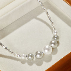Girls Birthday Broken Silver Pearl Necklace Design Pearl Glass Beads High-end Exquisite Ladies Summer Collarbone Chain