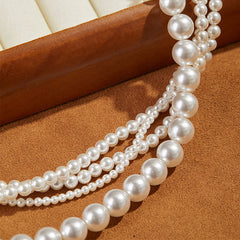 Graceful French Socialite Style Artificial Pearl Multi-layer Short Necklace Niche Design Fashion Trendy Choker for Women Elegant