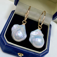 New Natural Baroque Irregular Pearl Earrings with Metallic Luster5A Elegant Earrings French Style Wholesale