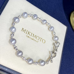 New Japanese Freshwater True Multi-colored Pearl Bracelet18K Elegant Gray Women's Jewelry Dropshipping Live Streaming