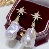 New Natural Baroque Irregular Pearl Earrings with Metallic Luster5A High-quality Earrings French Style