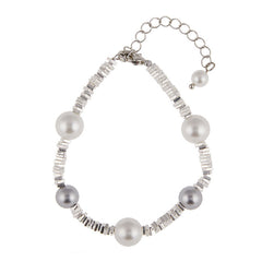 French Elegant Broken Silver Pearl Bracelet with Interspersed Pearls, Simple Starry Sky Super Shiny Versatile Stackable Matching