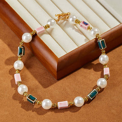 Ceramic Design Sense Vintage Necklace European and American Style Retro Necklace Niche Design Light Luxury Collarbone Chain Elegant Jewelry