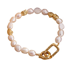 Natural Freshwater Pearl Irregular Baroque Bracelet for Women French Retro Niche Light Luxury High-end Ancient Style Jewelry