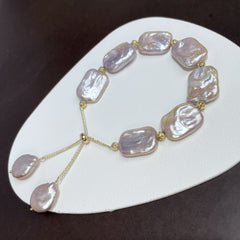 Live Streaming Hot Natural Baroque Square Bracelet Dazzling Purple Freshwater Jewelry New Mom Chain Summer Accessories