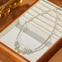 Girls Birthday Broken Silver Pearl Necklace Design Pearl Glass Beads High-end Exquisite Ladies Summer Collarbone Chain