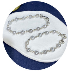 New Japanese Freshwater True Multi-colored Pearl Bracelet18K Elegant Gray Women's Jewelry Dropshipping Live Streaming