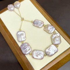 Live Streaming Hot Natural Baroque Square Bracelet Dazzling Purple Freshwater Jewelry New Mom Chain Summer Accessories