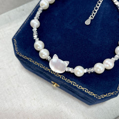 Natural Mother-of-Pearl Cat Silver Fragment Ultra-Light Bracelet for Women Summer Light Luxury Design ins Niche Bracelet