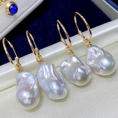New Natural Baroque Irregular Pearl Earrings with Metallic Luster5A Elegant Earrings French Style Wholesale