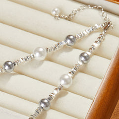 Chinese Valentine's Day Birthday Silver Coins ins Luxury Style Necklace for Women, High-End Pearl Necklace, Starry Sky Collarbone Chain