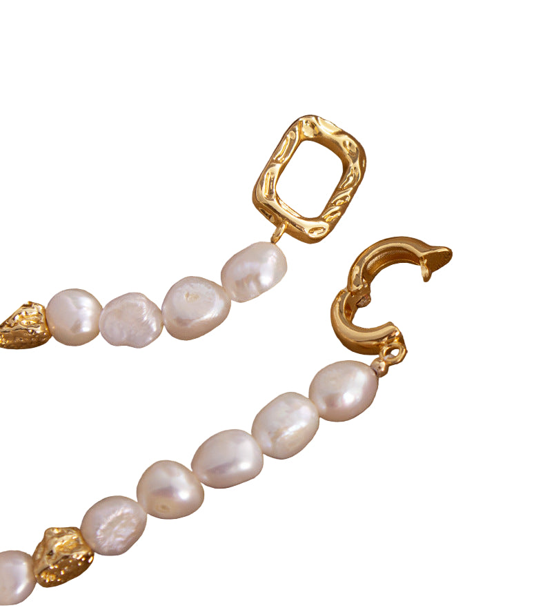 Natural Freshwater Pearl Irregular Baroque Bracelet for Women French Retro Niche Light Luxury High-end Ancient Style Jewelry