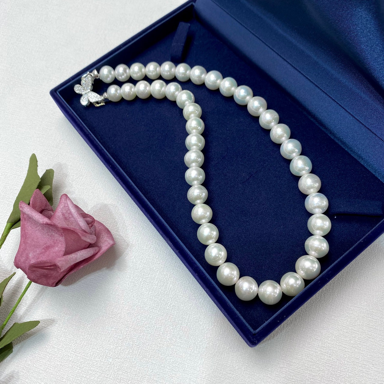 New Freshwater Pearl Necklace Choker Extremely Lustrous Near Perfect Round Comparable Akoya Enhancing Mother's Day Gift