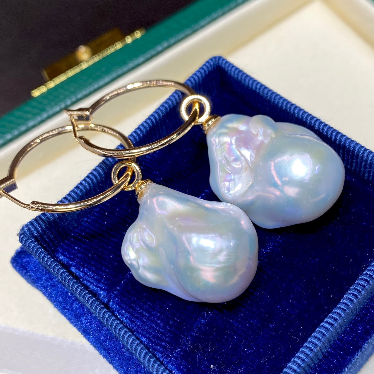 New Natural Baroque Irregular Pearl Earrings with Metallic Luster5A Elegant Earrings French Style Wholesale