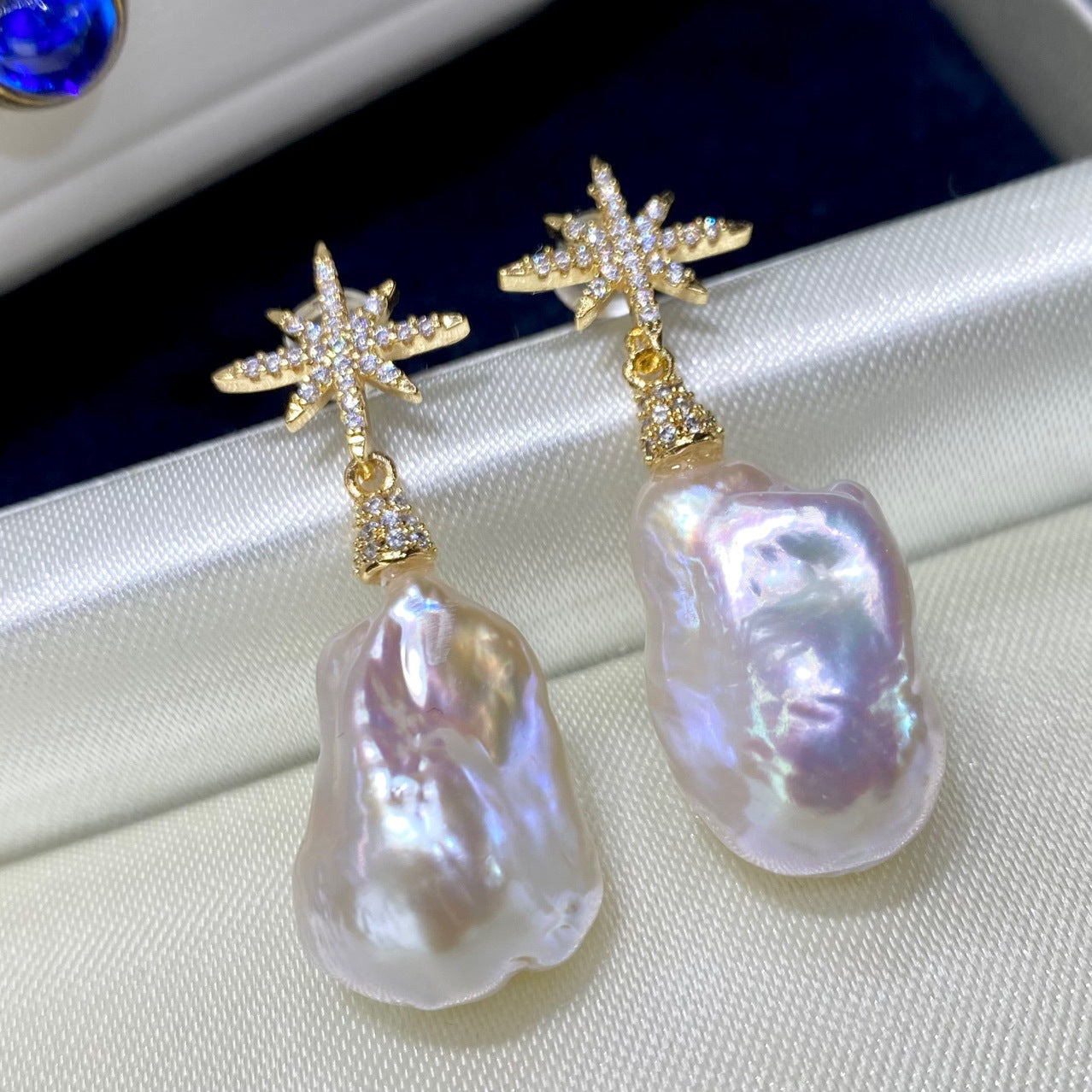 New Natural Baroque Irregular Pearl Earrings with Metallic Luster5A High-quality Earrings French Style