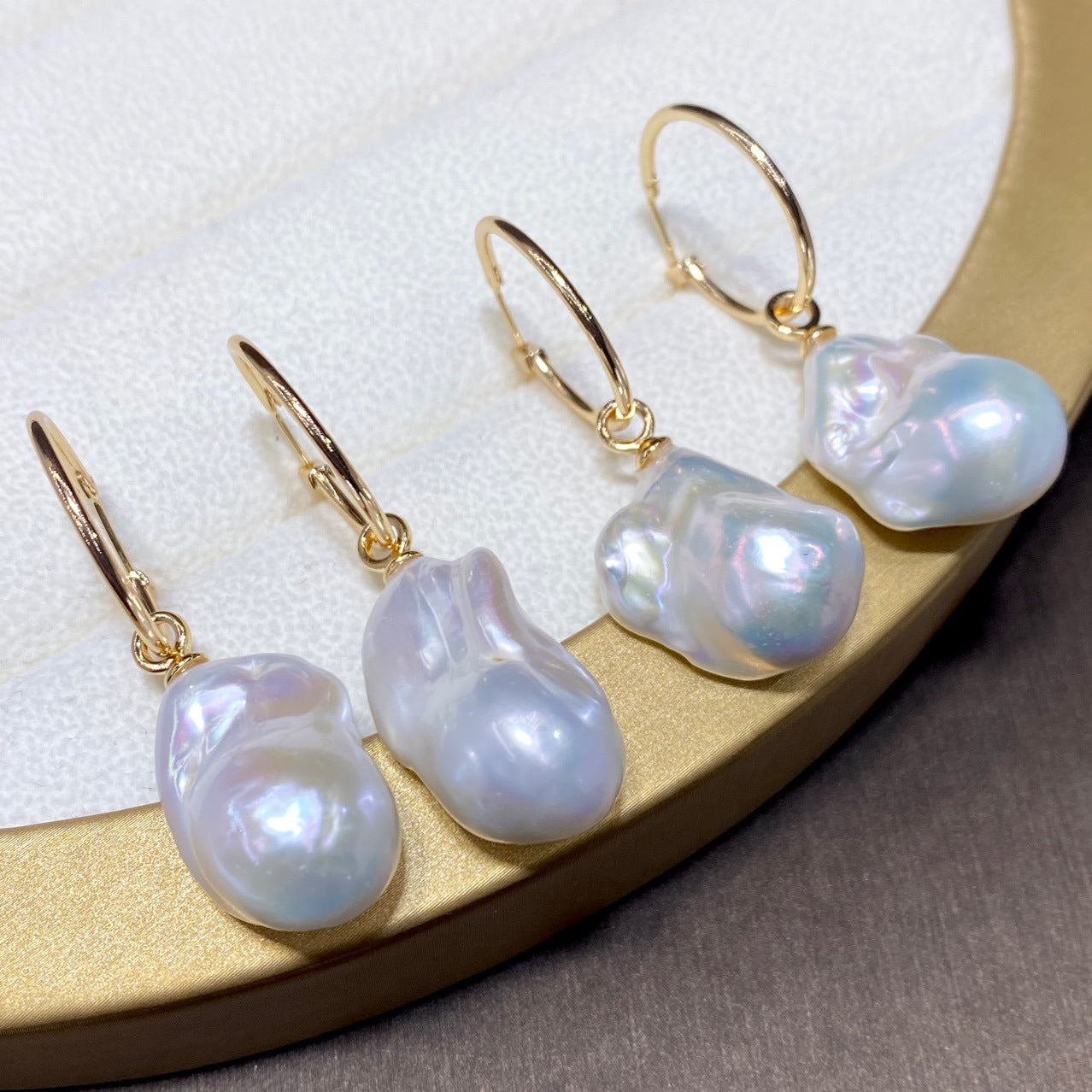 New Natural Baroque Irregular Pearl Earrings with Metallic Luster5A Elegant Earrings French Style Wholesale