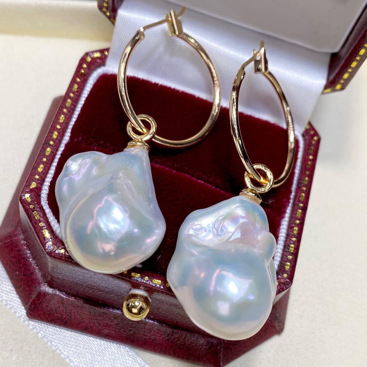 New Natural Baroque Irregular Pearl Earrings with Metallic Luster5A Elegant Earrings French Style Wholesale