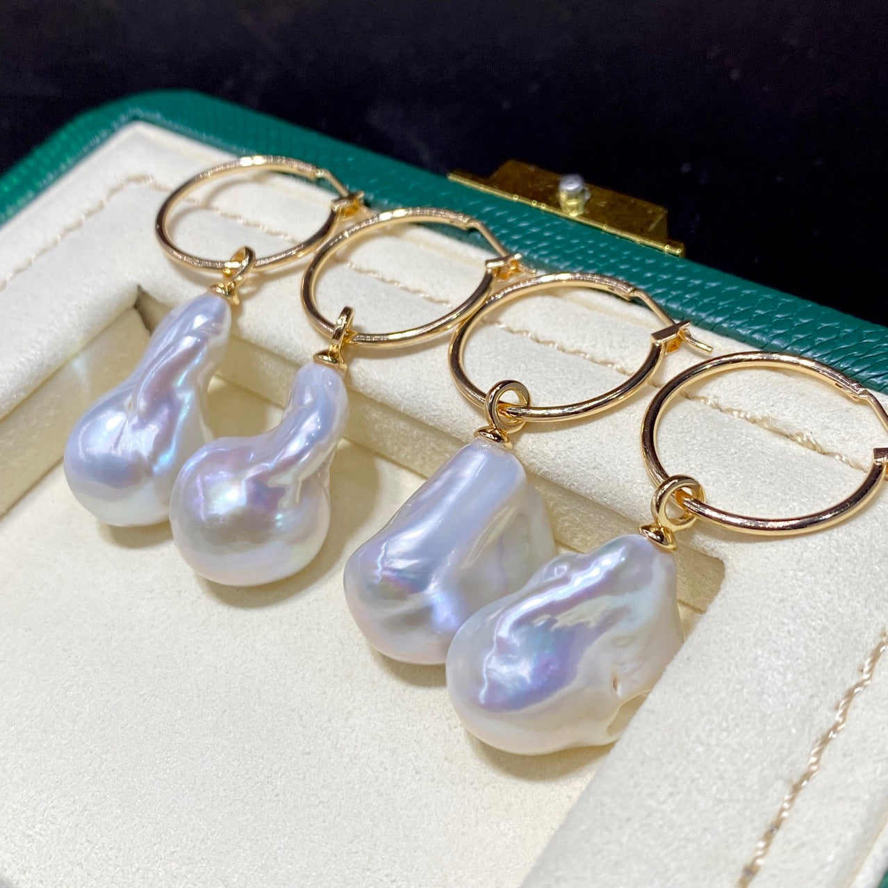 New Natural Baroque Irregular Pearl Earrings with Metallic Luster5A Elegant Earrings French Style Wholesale