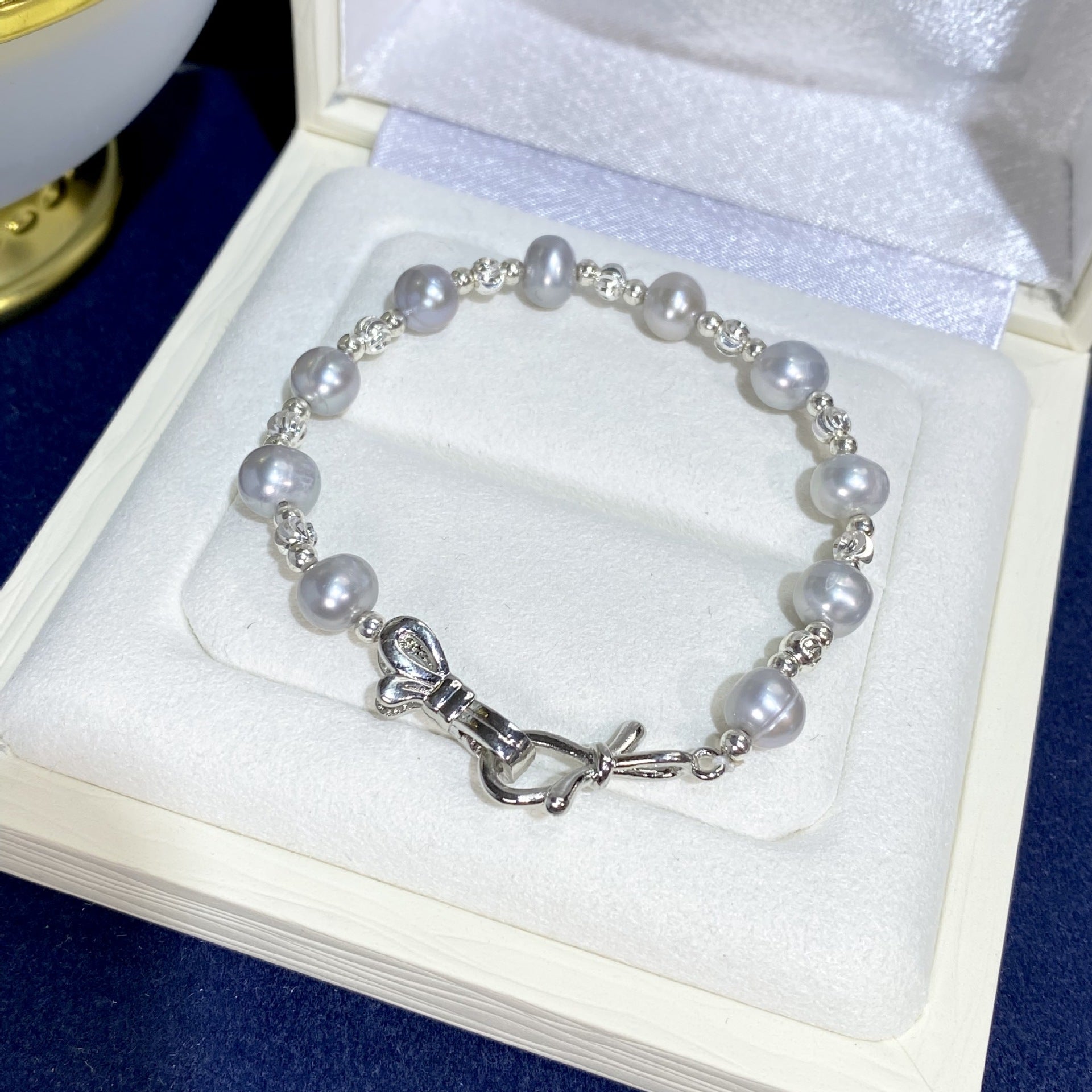 New Japanese Freshwater True Multi-colored Pearl Bracelet18K Elegant Gray Women's Jewelry Dropshipping Live Streaming