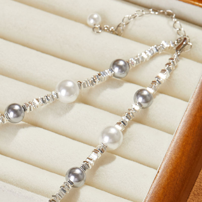 Chinese Valentine's Day Birthday Silver Coins ins Luxury Style Necklace for Women, High-End Pearl Necklace, Starry Sky Collarbone Chain